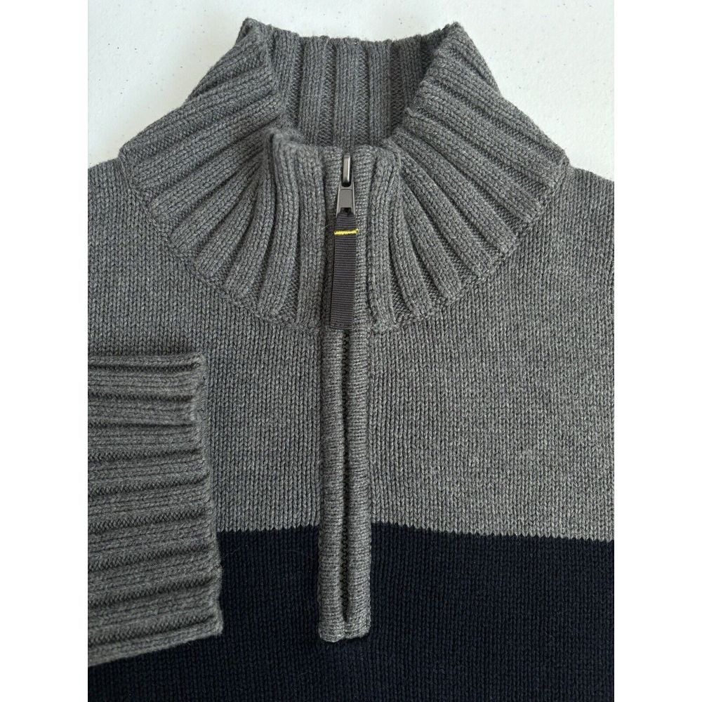 Nautica Jeans Co. Men's XL NWOT Navy Gray 1/4 Zip Cotton Knit Pullover Sweater
